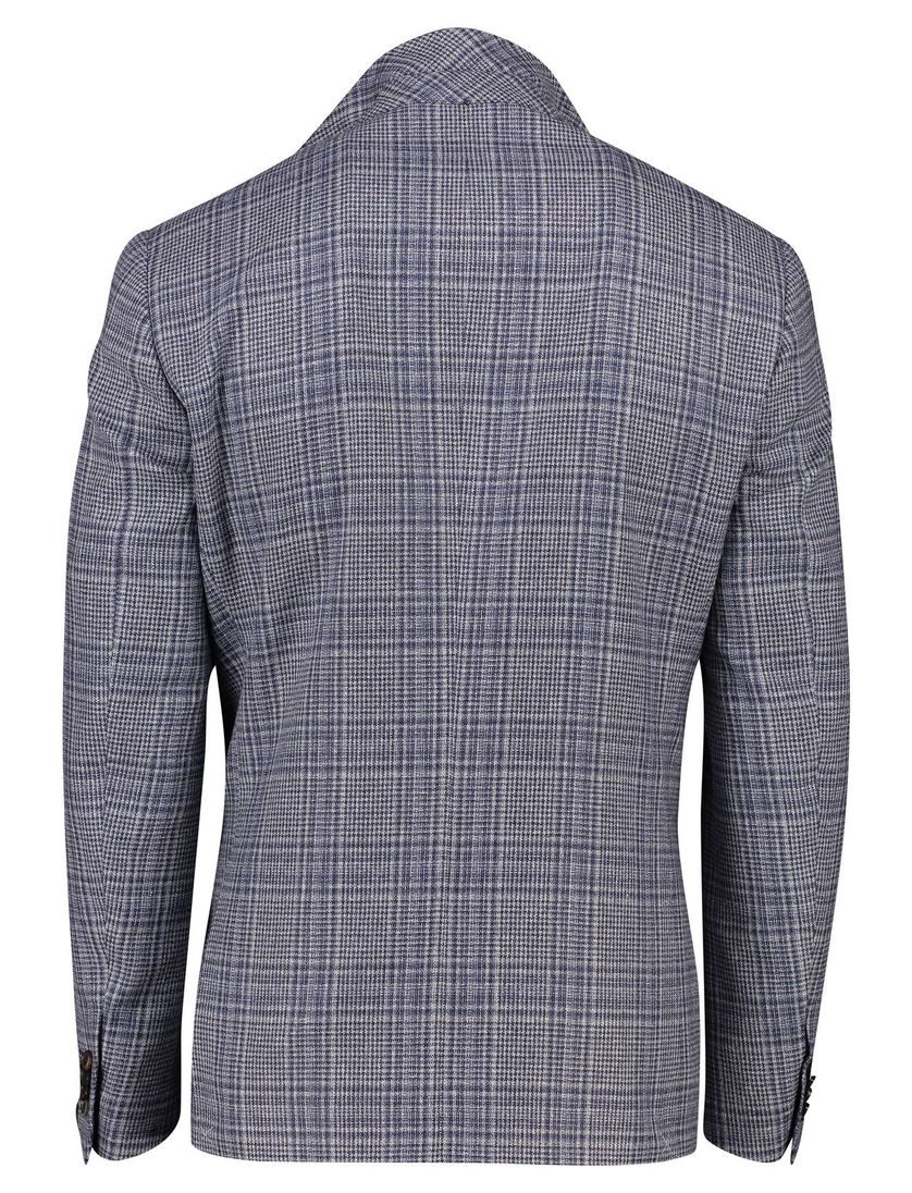 Colbert Corneliani blauw geruit zijde borstzak
