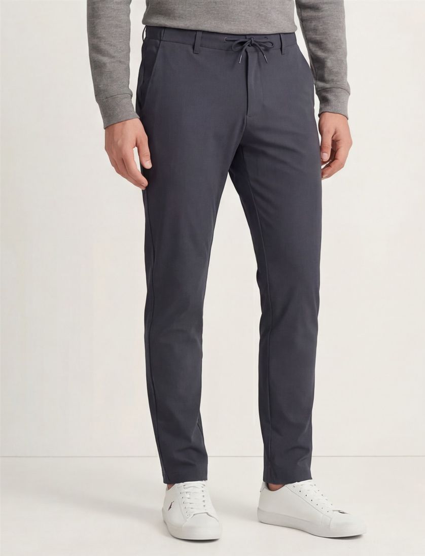 North84 Pantalon chino effen antraciet normale fit