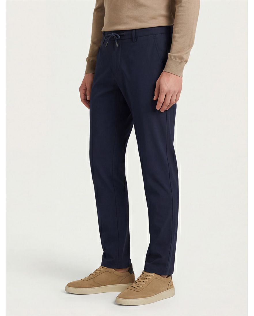 North84 Pantalon chino effen donkerblauw normale fit