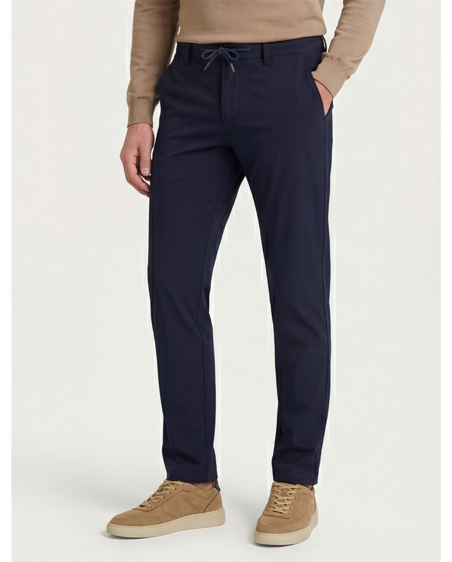 North84 Pantalon chino effen donkerblauw normale fit