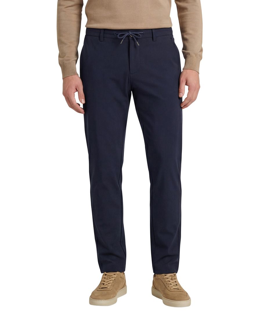 North84 Pantalon chino effen donkerblauw normale fit