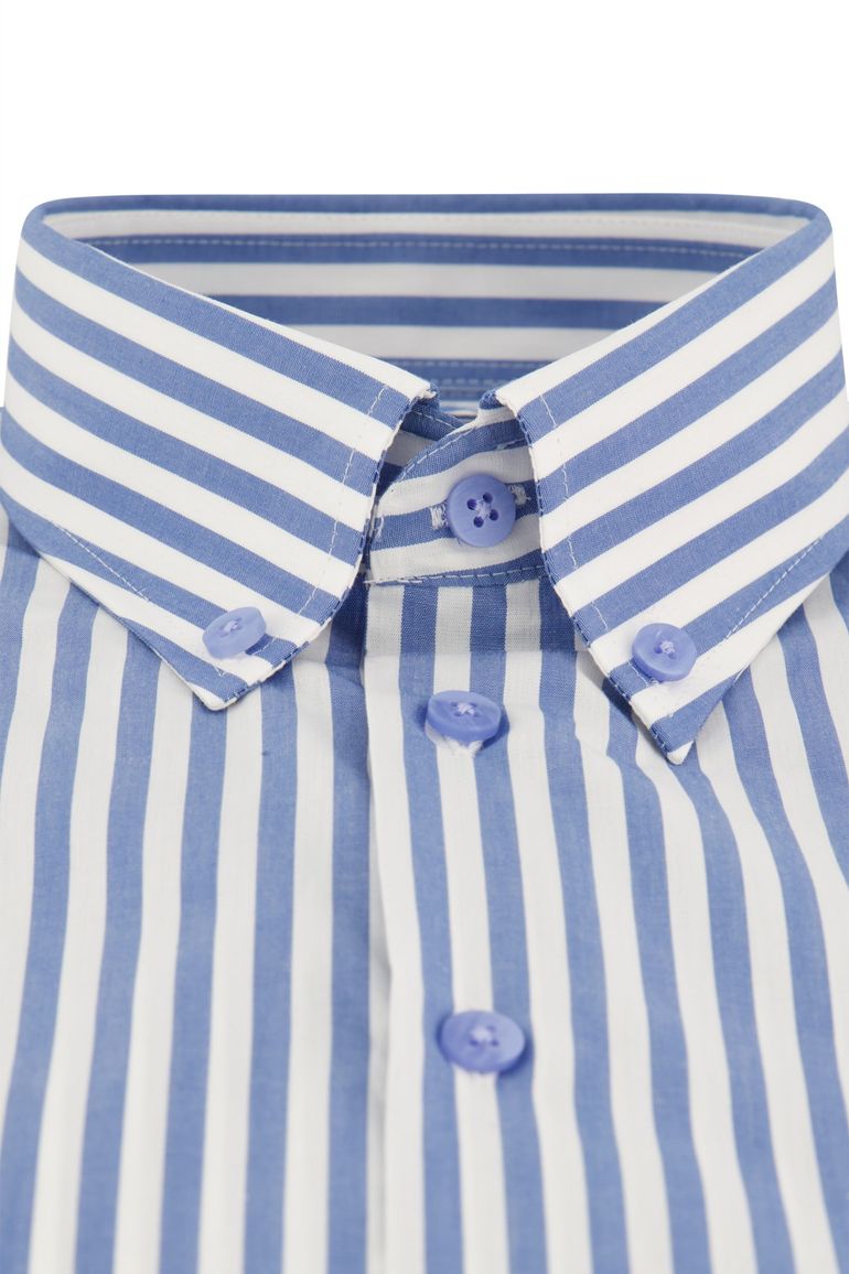 Ledub overhemd korte mouw blauw gestreept