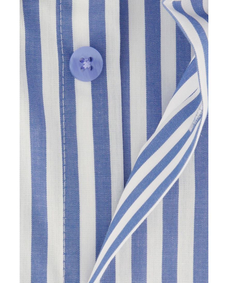 Ledub overhemd korte mouw normale fit gestreept blauw