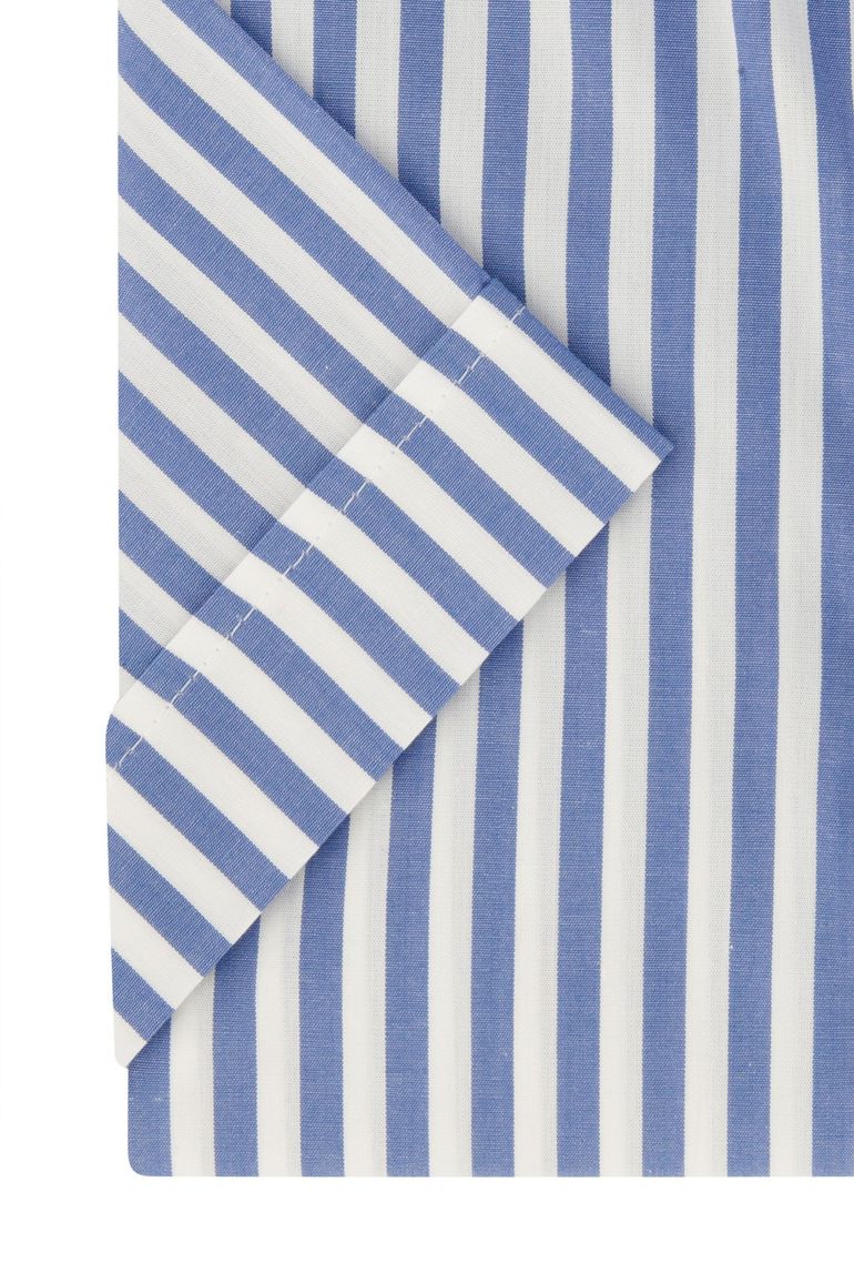Ledub overhemd korte mouw blauw gestreept