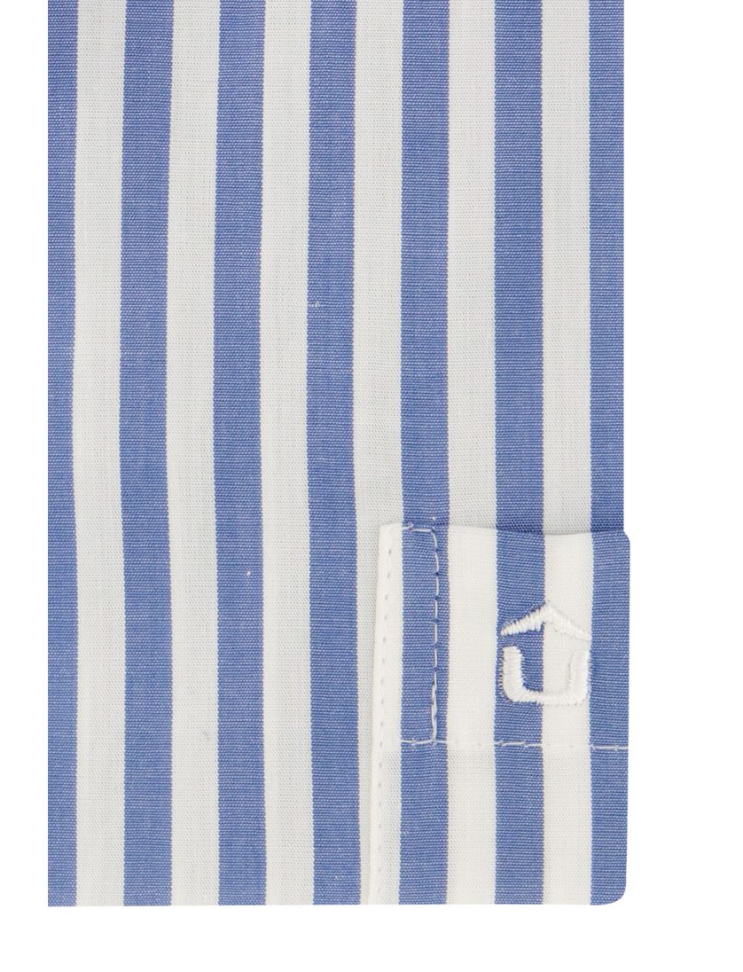 Ledub overhemd blauw gestreept korte mouw normale fit