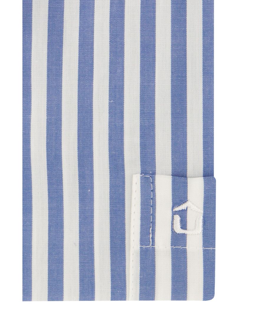 Ledub overhemd korte mouw normale fit gestreept blauw