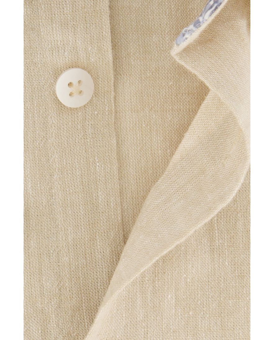 Ledub overhemd korte mouw beige effen normale fit