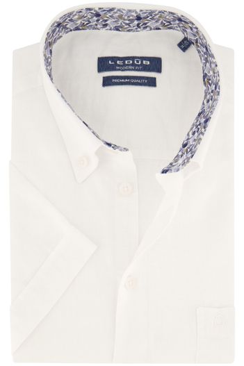 Ledub Ledub overhemd korte mouw wit normale fit