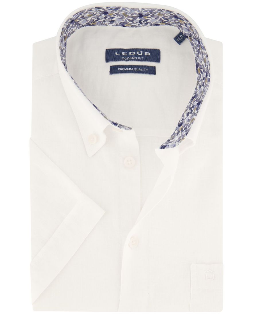 Ledub overhemd korte mouw wit normale fit