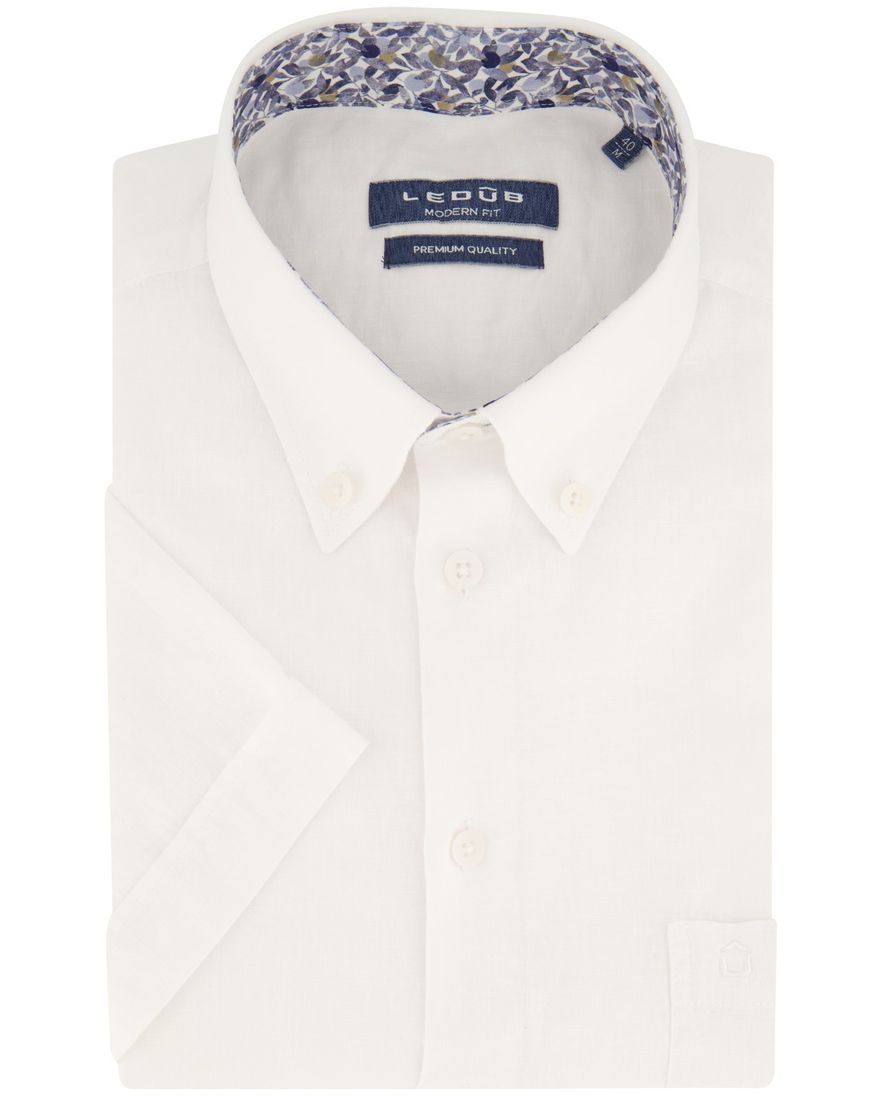 Ledub overhemd korte mouw wit normale fit