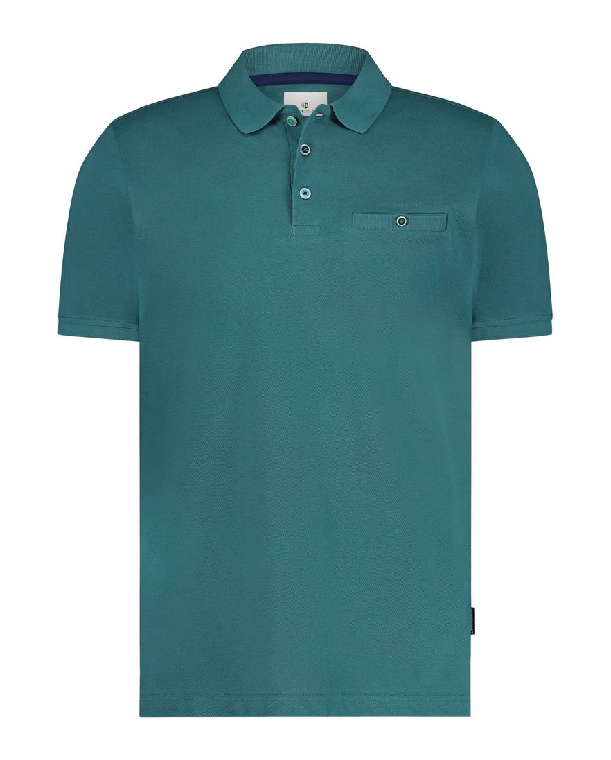Poloshirt State of Art wijde fit turquoise effen