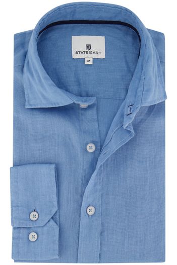 State of Art State of Art overhemd wijde fit blauw linnen