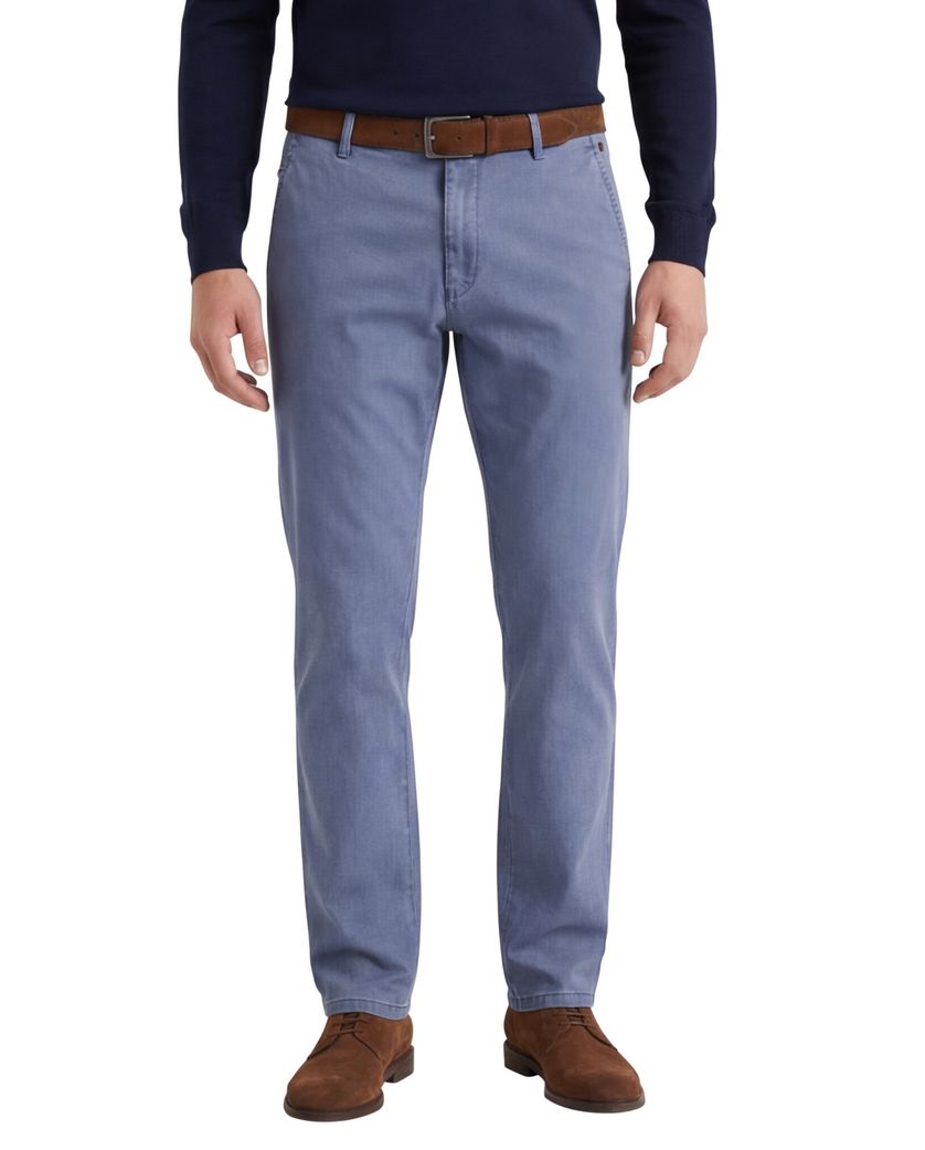 Katoenen broek Meyer Roma blauw gemêleerd