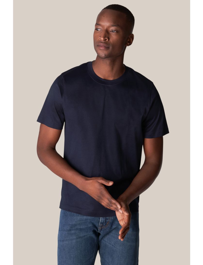 Eton Filo di Scozia T-shirt donkerblauw slim fit