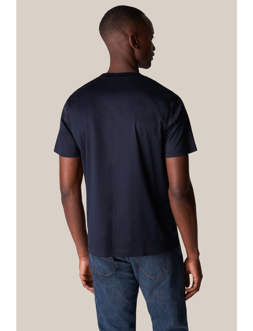 Eton Filo di Scozia T-shirt donkerblauw slim fit