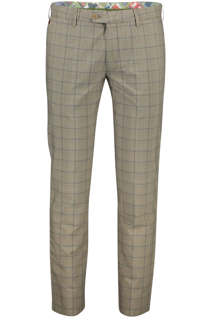 Meyer pantalon bruin geruit katoen