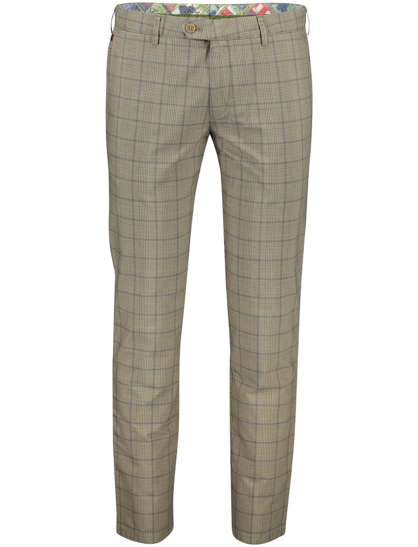 Meyer pantalon bruin geruit katoen