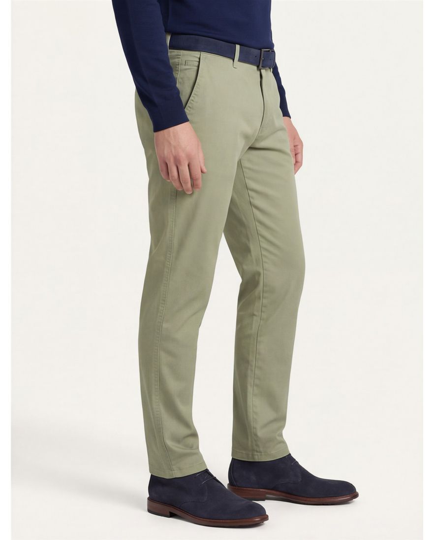 M.E.N.S. katoenen broek effen groen normale fit