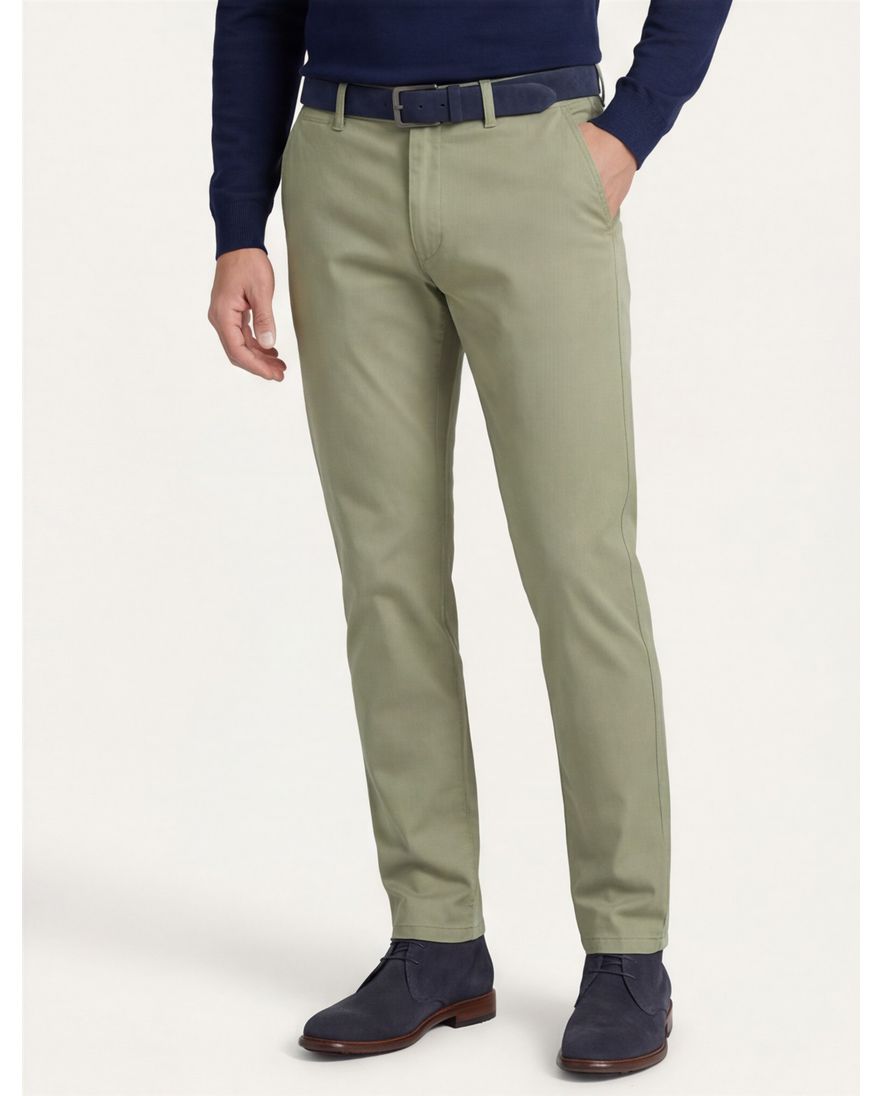 M.E.N.S. katoenen broek effen groen normale fit