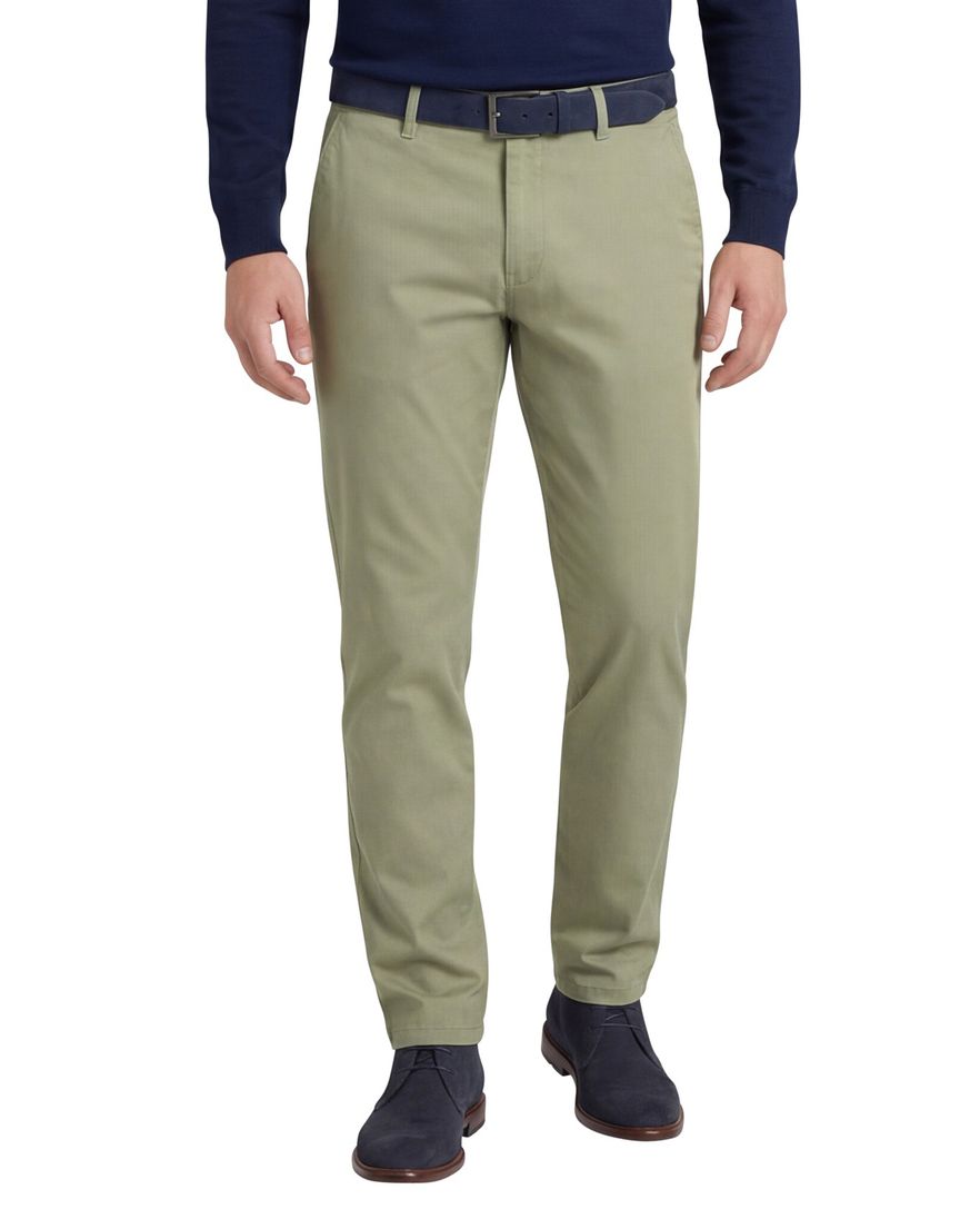 M.E.N.S. katoenen broek effen groen normale fit