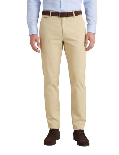 M.E.N.S. Katoenen M.E.N.S. broek effen lichtgeel chino normale fit