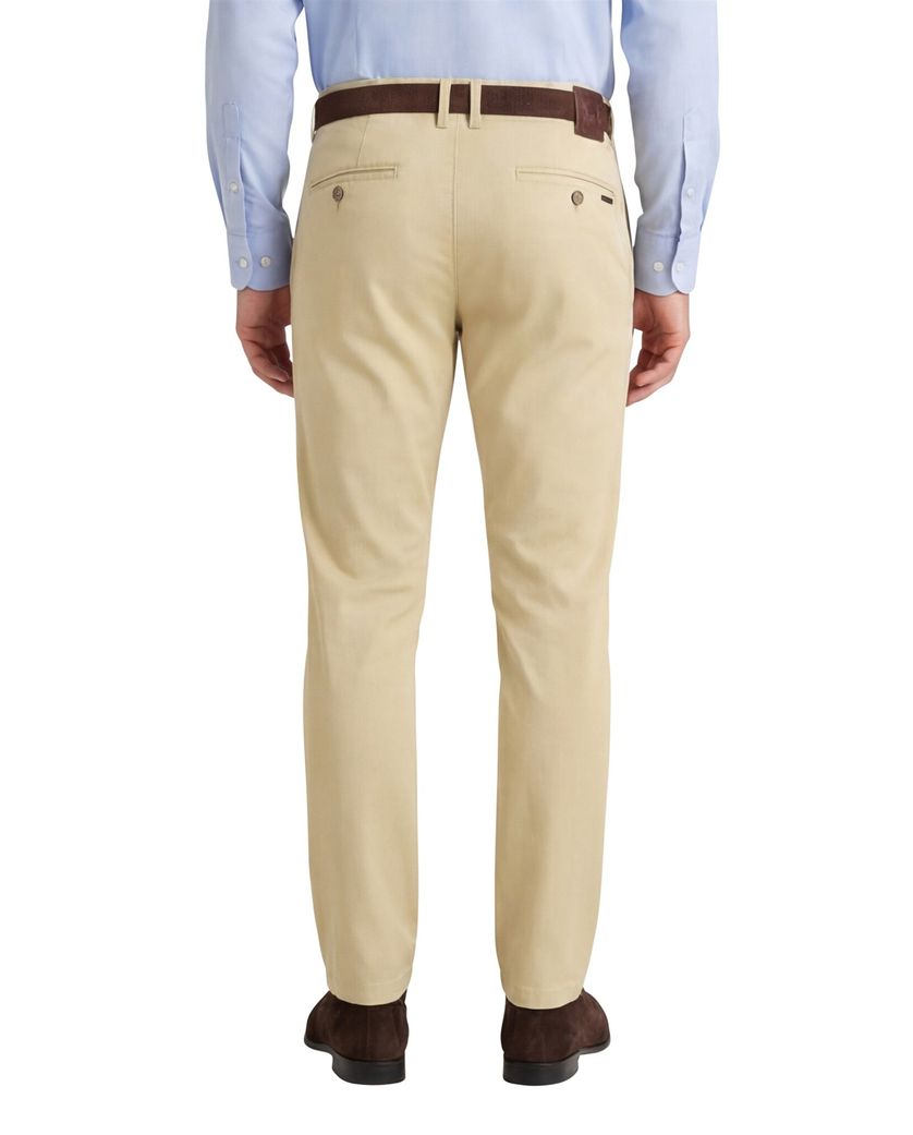 Katoenen M.E.N.S. broek effen lichtgeel chino normale fit