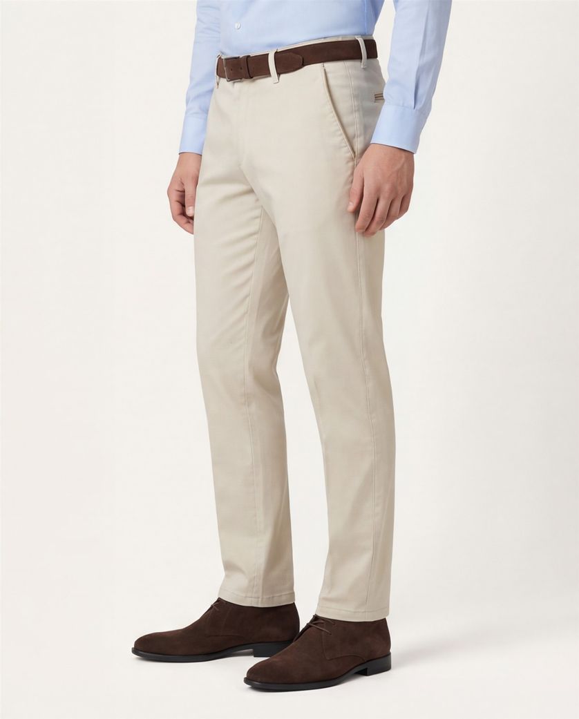 Modern fit M.E.N.S. broek katoen off-white Meran