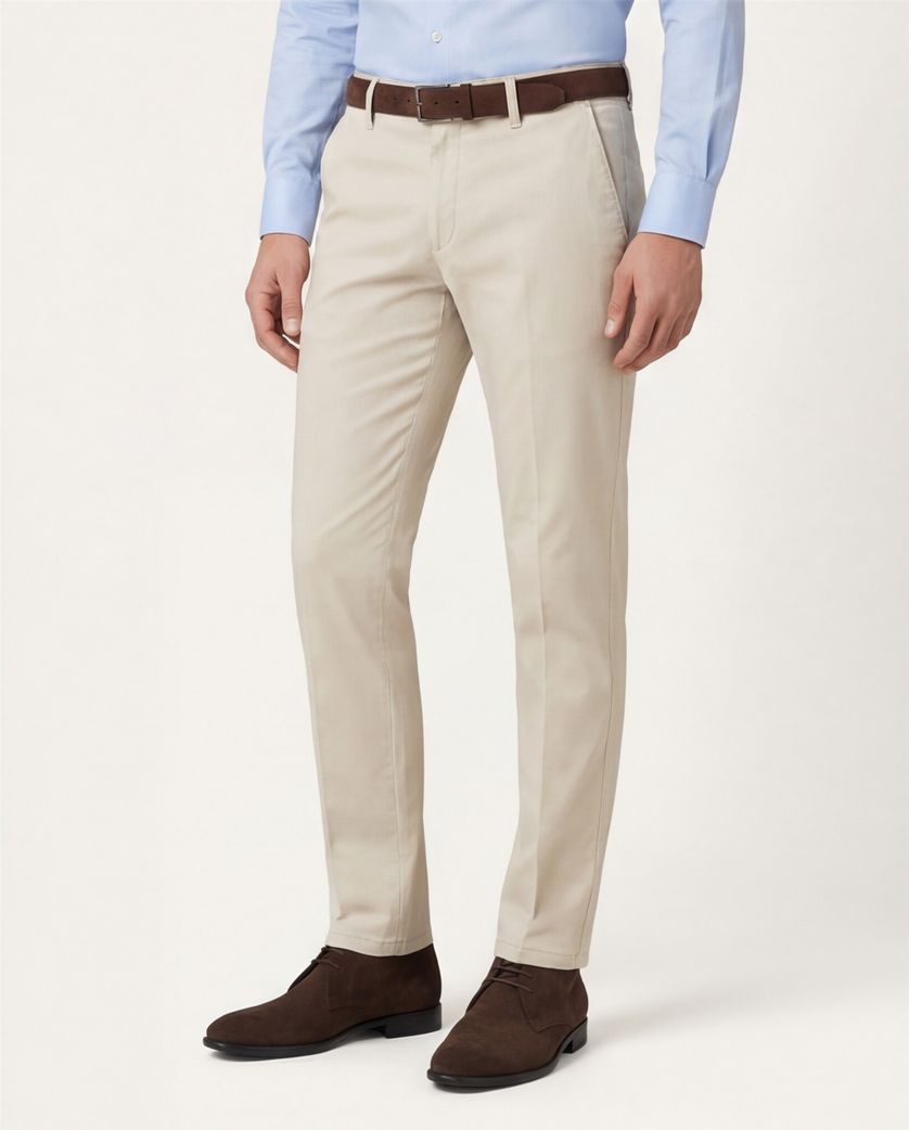 Modern fit M.E.N.S. broek katoen off-white Meran