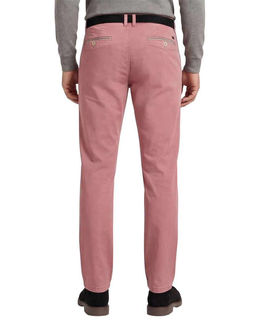 Katoenen M.E.N.S. broek effen roze chino wijde fit