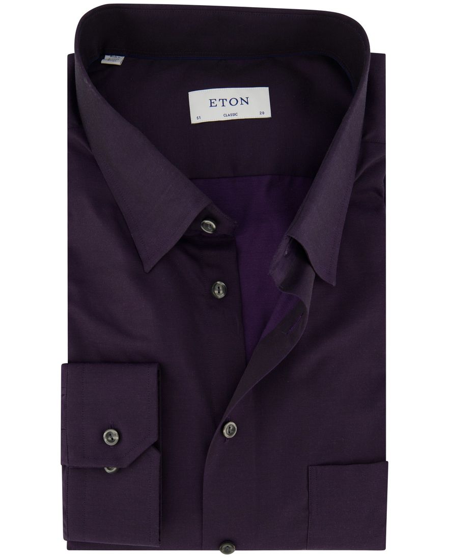 Eton overhemd wijde fit effen paars