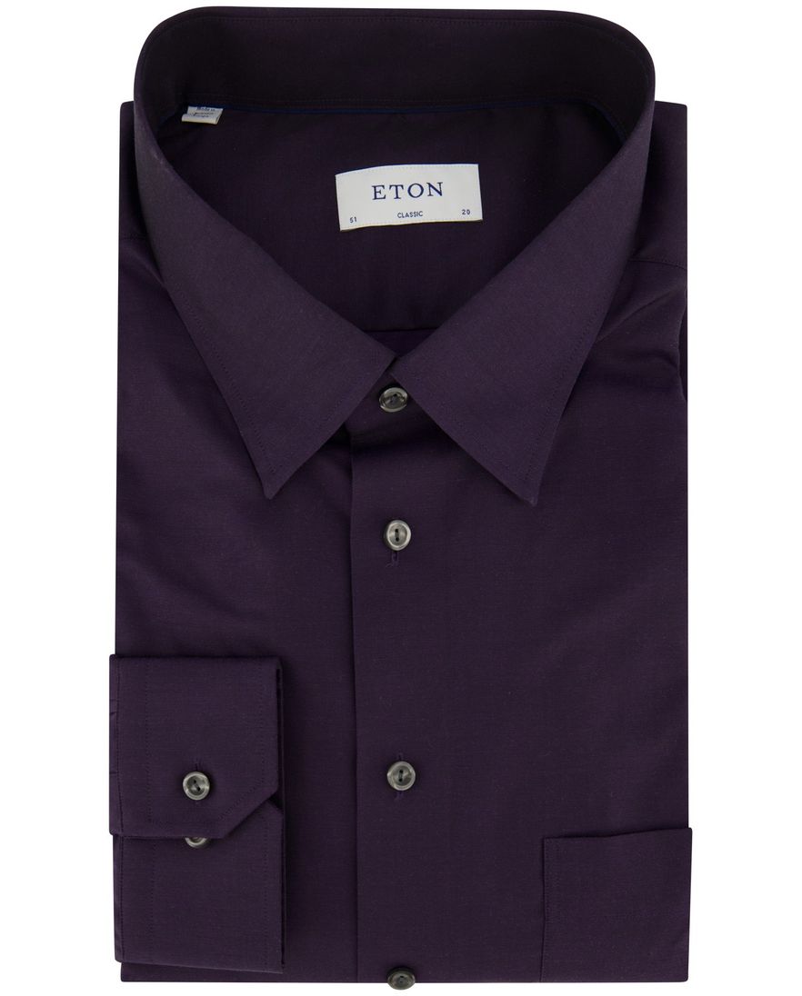 Eton overhemd wijde fit effen paars