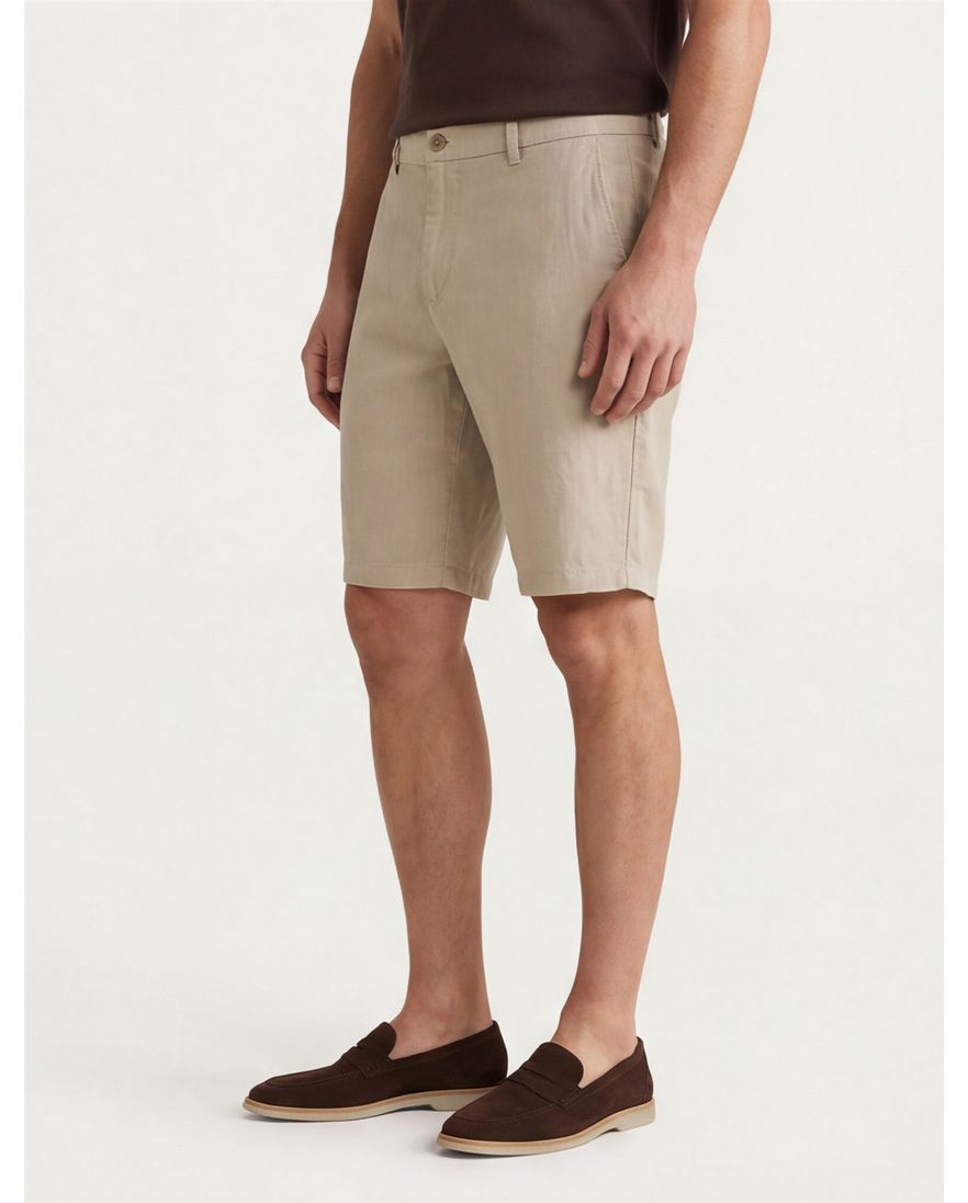 Brax korte broek beige effen linnen normale fit