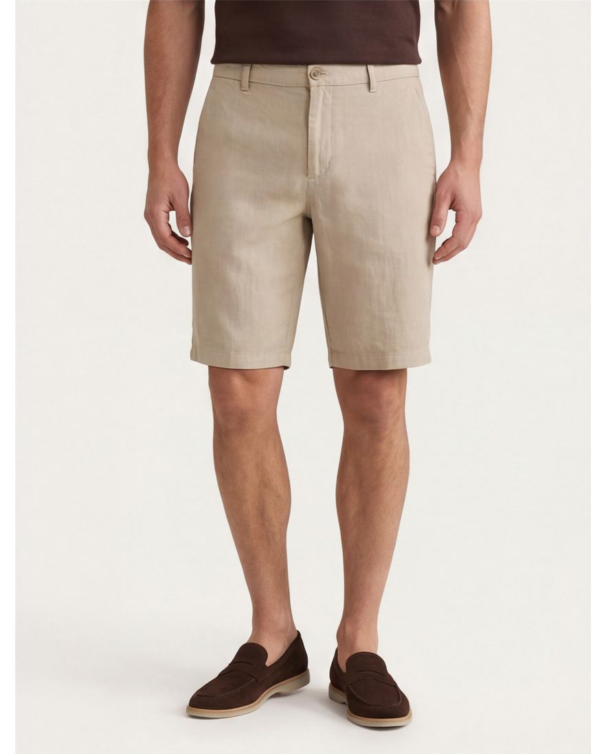 Brax korte broek beige effen linnen normale fit