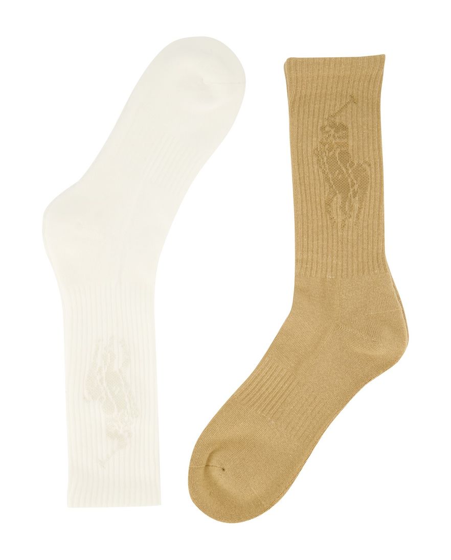 Polo Ralph Lauren sokken beige & wit effen katoen, stretch 2-pack