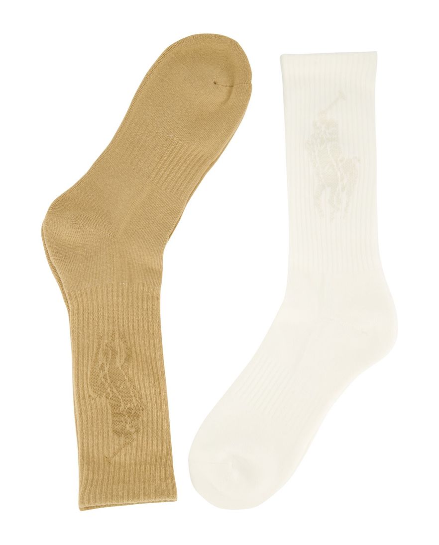 Polo Ralph Lauren sokken beige & wit effen katoen, stretch 2-pack