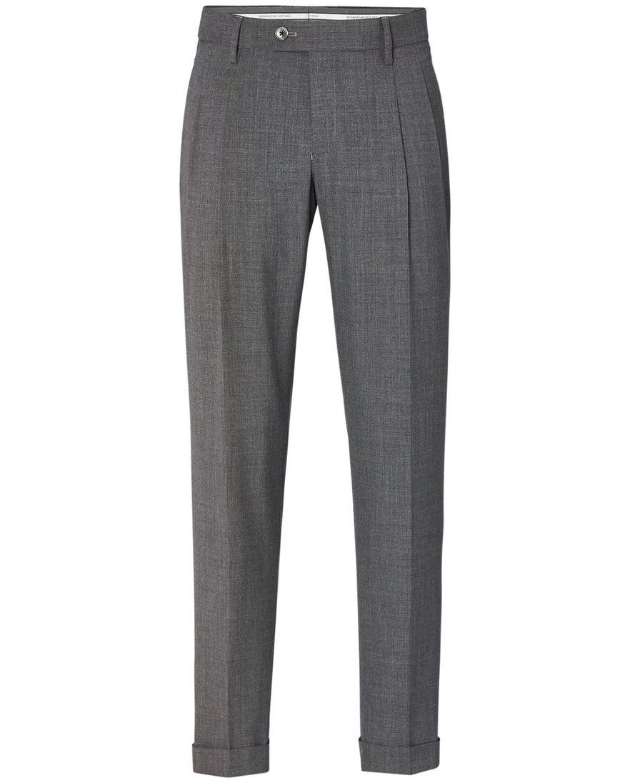 Hiltl Pantalon wol grijs gemeleerd slim fit