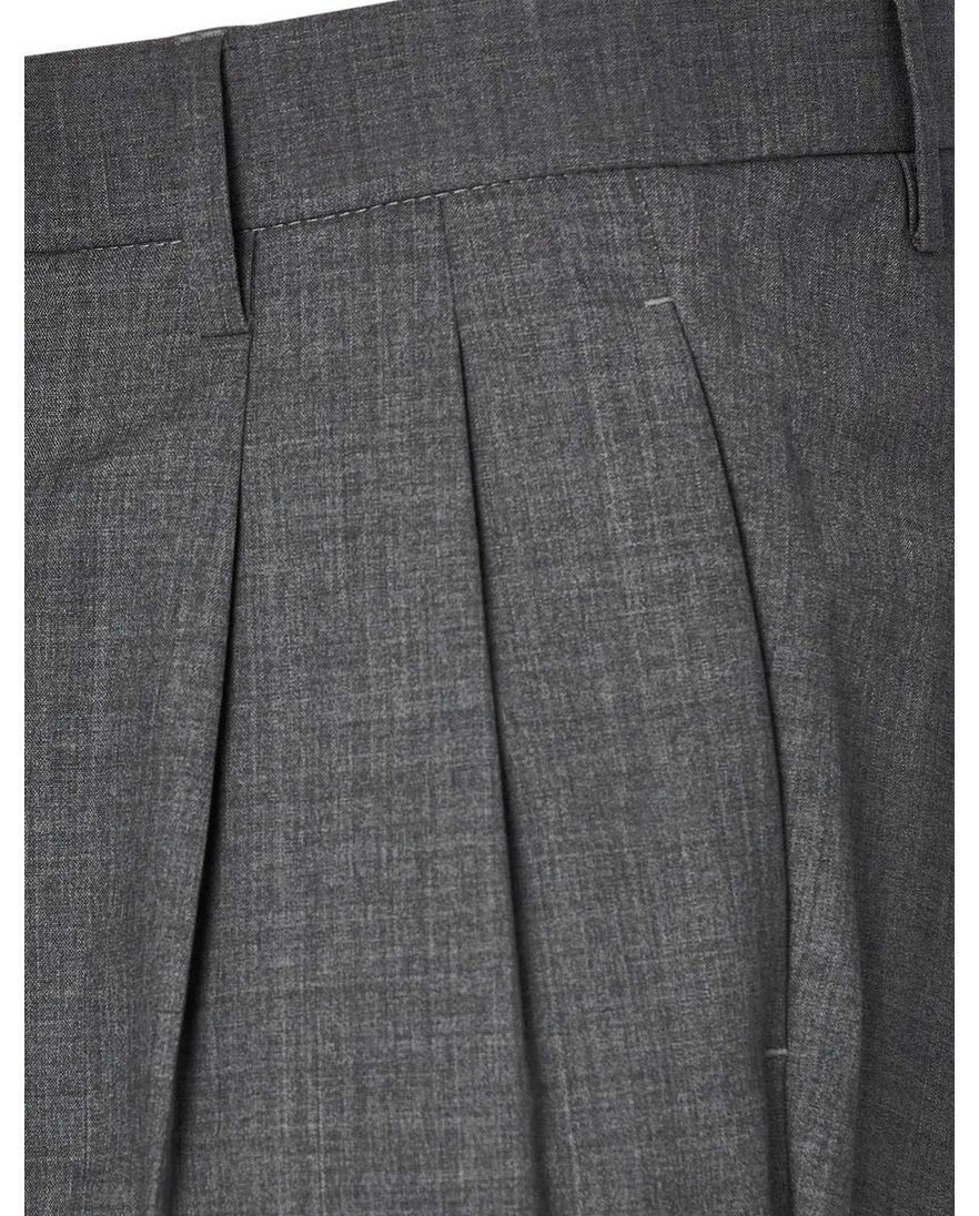 Hiltl Pantalon wol grijs gemeleerd slim fit