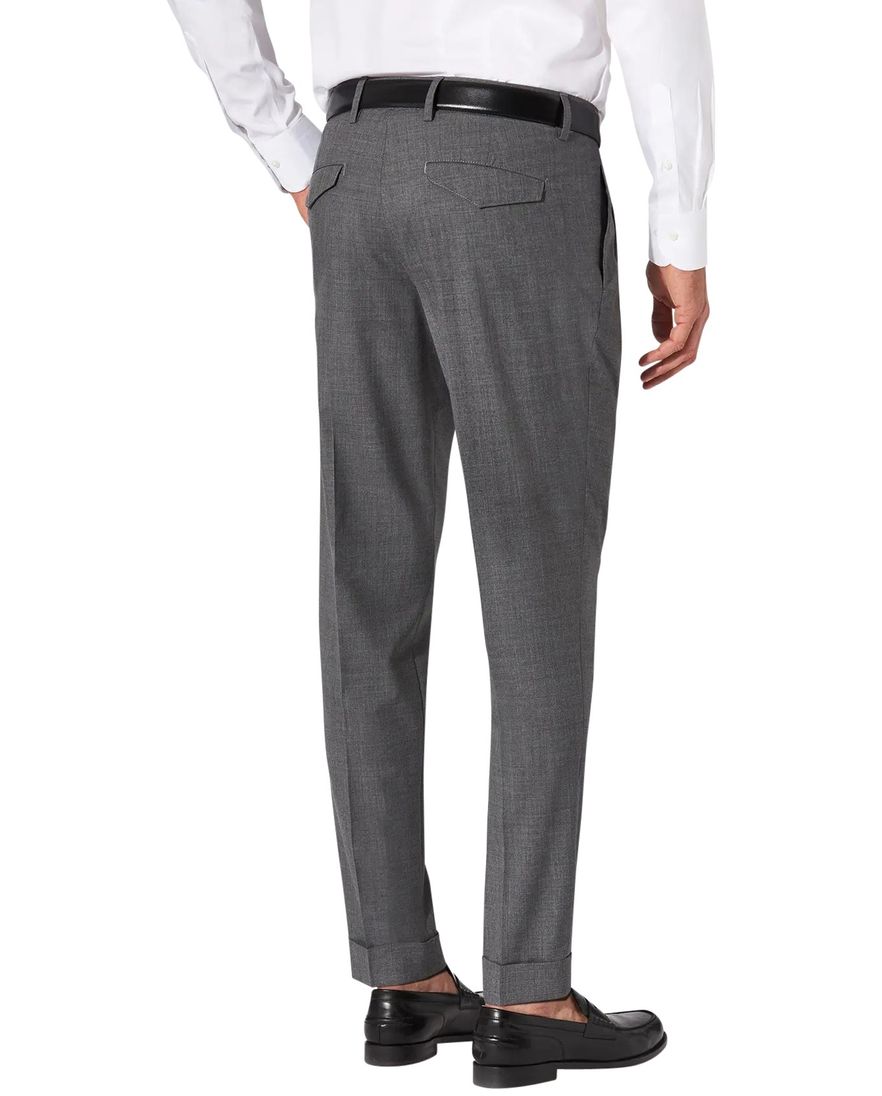 Hiltl Pantalon wol grijs gemeleerd slim fit