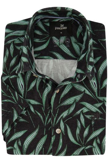 Vanguard Zwart Vanguard geprint overhemd korte mouw normale fit