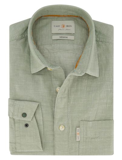 Cast Iron Cast Iron casual overhemd normale fit lichtgroen effen
