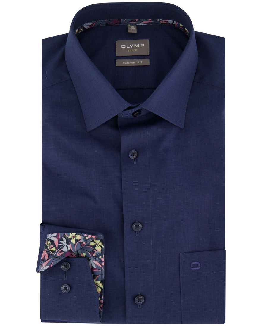 Zakelijk Olymp overhemd Luxor Comfort Fit navy effen