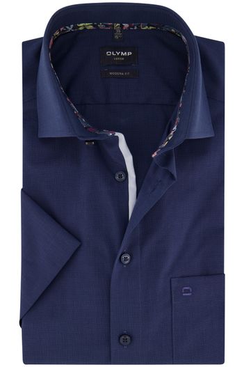 Olymp Olymp overhemd effen donkerblauw modern fit