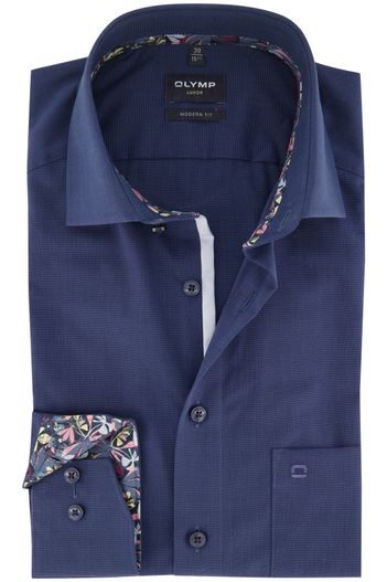 Olymp Olymp overhemd donkerblauw katoen