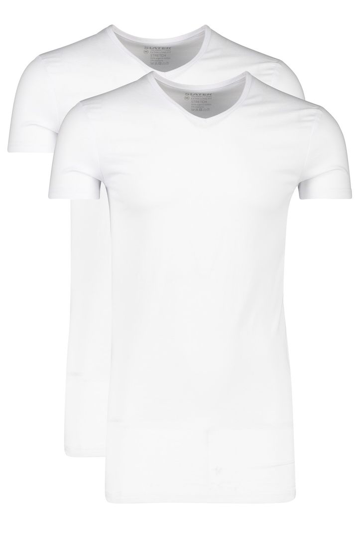 Extra long fit Slater 2-pack t-shirt wit korte mouw katoen