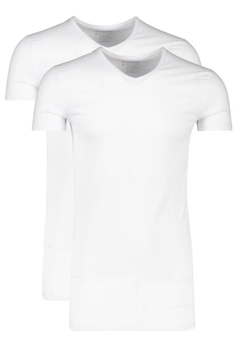 Slater t-shirt wit katoen extra long fit 2-pack