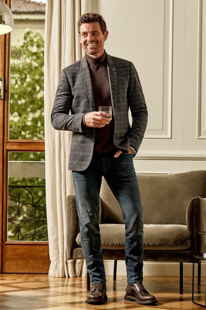 katoenen Vanguard jeans blauw effen slim fit