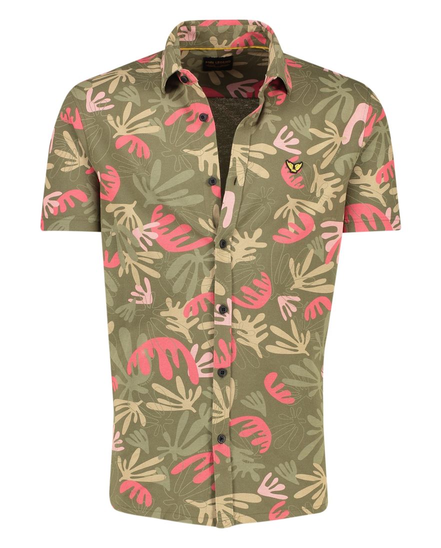 PME Legend overhemd korte mouw geprint groen