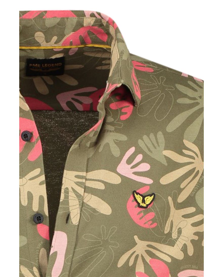 PME Legend overhemd korte mouw geprint groen