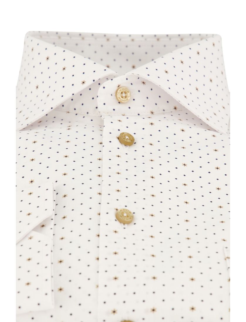 Wit geprint Ledub mouwlengte 7 Modern Fit overhemd