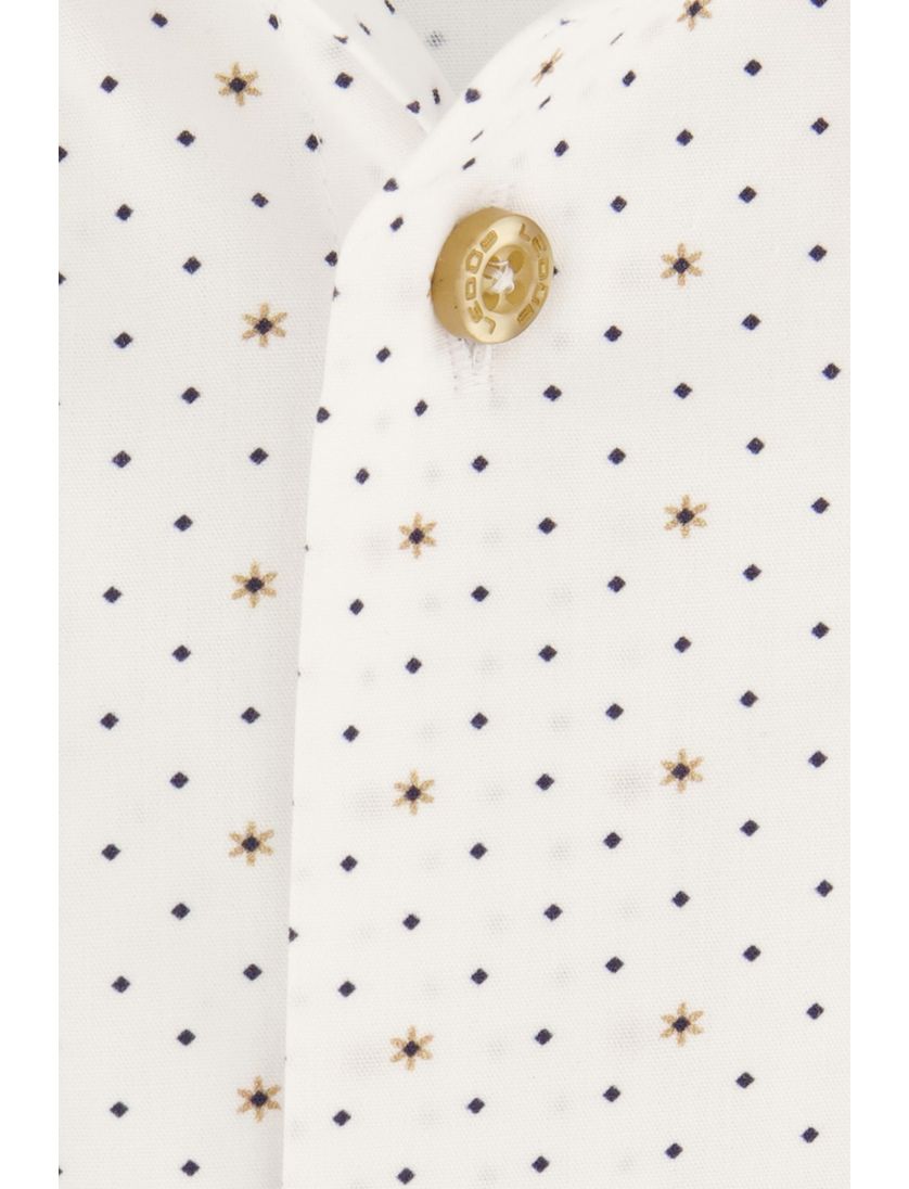 Wit geprint Ledub mouwlengte 7 Modern Fit overhemd